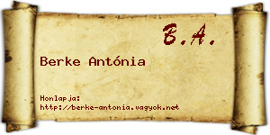 Berke Antónia névjegykártya